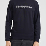 Felpa uomo girocollo blu con stampa logo 8N1MR6 1JRIZF905 EMPORIO ARMANI 