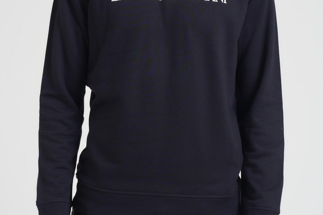 Felpa uomo girocollo blu con stampa logo 8N1MR6 1JRIZF905 EMPORIO ARMANI 