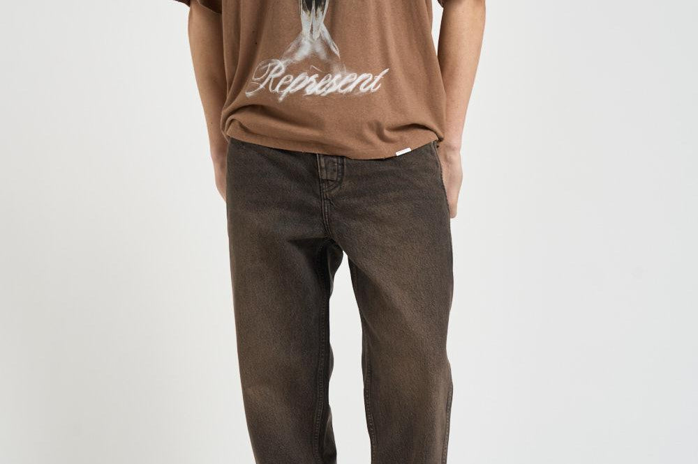 T-shirt uomo con stampa marrone 100592 16DUSTYBROWN REPRESENT 