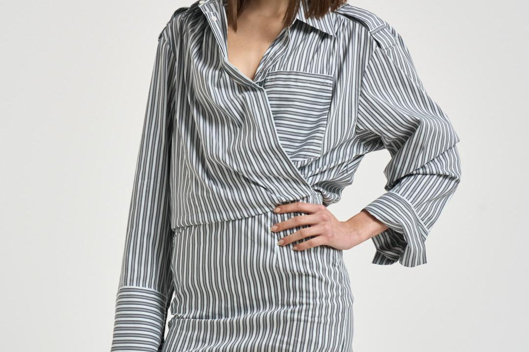 Abito donna a portafoglio bianco e grigio LAZUL MUL5726S IRO 