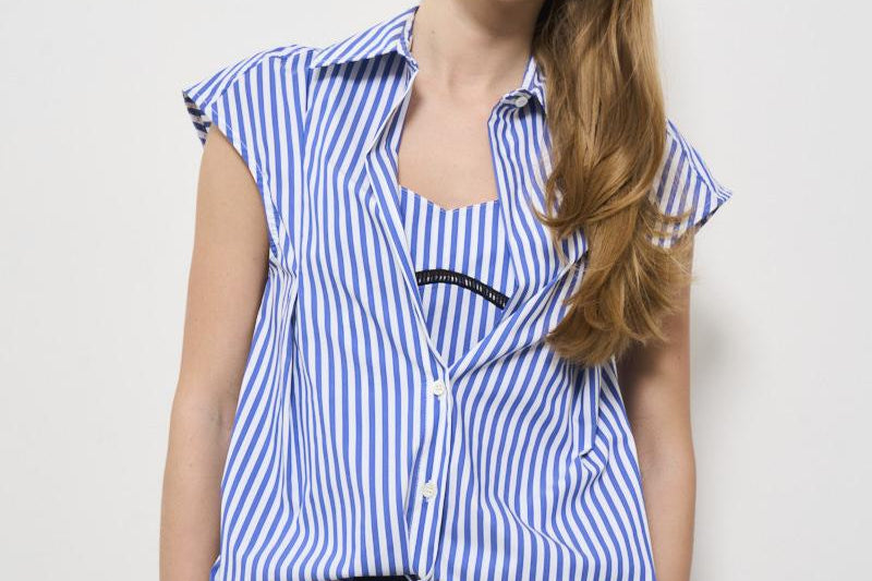 Camicia donna Nicol a righe celeste Y5SK34 75RIG SEMICOUTURE 