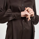 Camicia donna satinata marrone Y6SM13 V22 SEMICOUTURE 