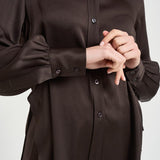 Camicia donna satinata marrone Y6SM13 V22 SEMICOUTURE 