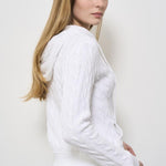 Felpa donna in maglia con zip bianca 211959124 002 RALPH LAUREN 