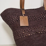 Borsa donna a spalla in rafia cioccolato V7.4CK CHOCOLATE MANEBI' 