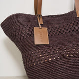 Borsa donna a spalla in rafia cioccolato V7.4CK CHOCOLATE MANEBI' 