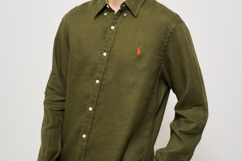 Camicia uomo in lino verde 710968915 006 RALPH LAUREN 