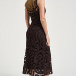 Abito donna lungo con ricami marrone 106361A354 BUFERAM05 PINKO 