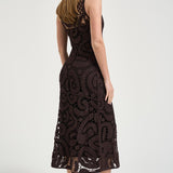 Abito donna lungo con ricami marrone 106361A354 BUFERAM05 PINKO 
