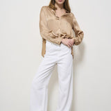 Camicia donna satinata beige Y5SM03 V56 SEMICOUTURE 