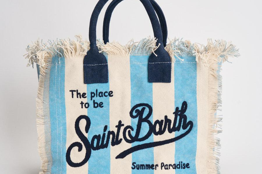 Borsa donna Colette a righe bianca e celeste COLETTE 02629L MC2 SAINT BARTH 