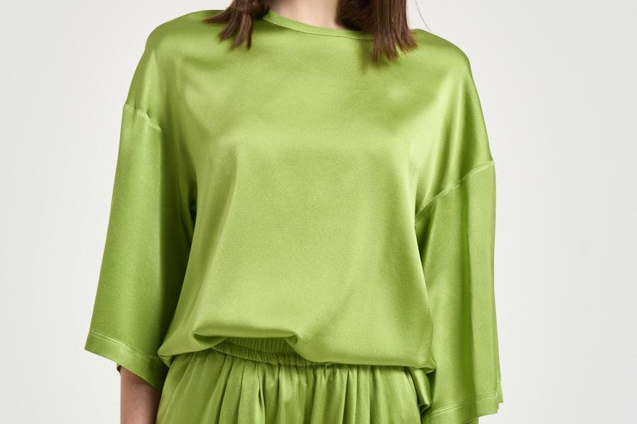 Blusa donna in seta verde brillante 14580 6028 FORTE FORTE 