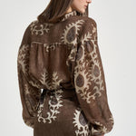 Blusa donna con stampa floreale marrone S1163 116 BAZAR DELUXE 