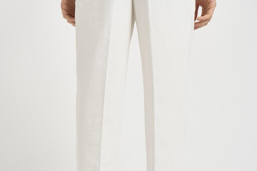 Pantalone uomo con pinces bianco MANHA 3005125120 BRIGLIA 