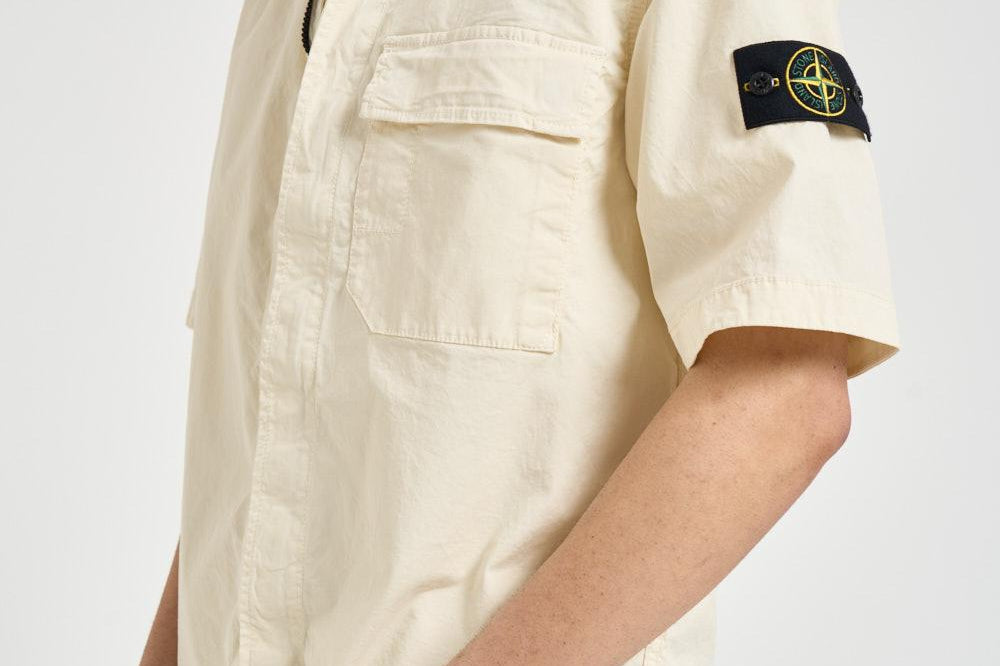 Camicia uomo manica corta panna 1100025 S0A10V0093 STONE ISLAND 
