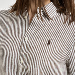 Camicia donna a righe marroni 211A96158 007 RALPH LAUREN 