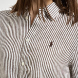 Camicia donna a righe marroni 211A96158 007 RALPH LAUREN 