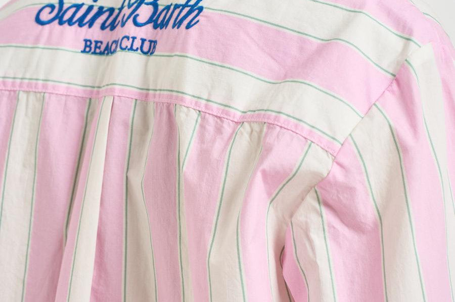 Camicia donna a righe rosa BRIG001 2153 MC2 SAINT BARTH 