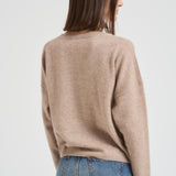 Maglia donna girocollo cammello KAIRA CHESTNUT ABSOLUT CASHMERE. 