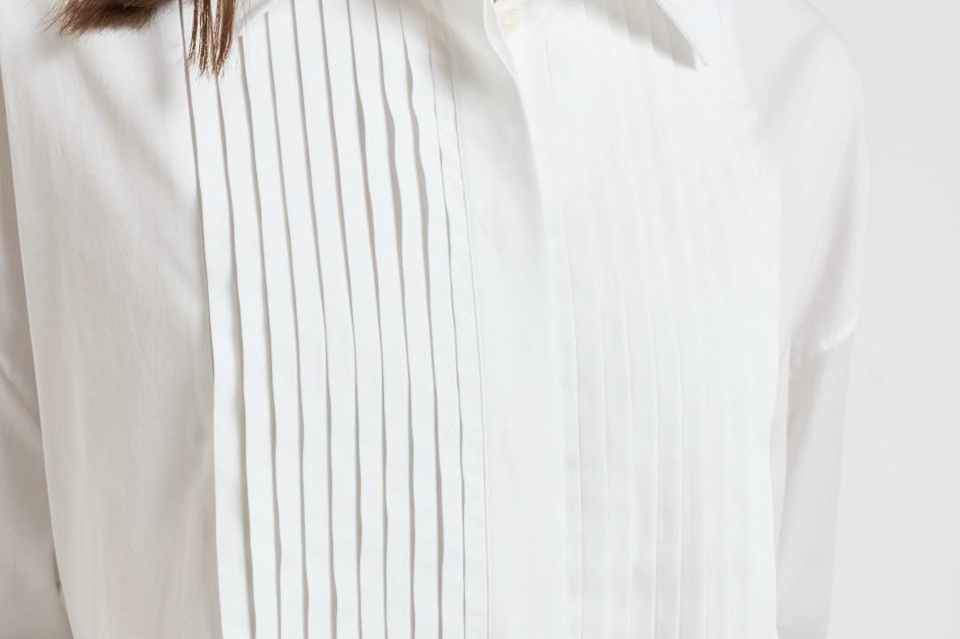 Camicia donna con pieghe bianca GWP02599 P00232310359 GOLDEN GOOSE 