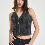 Gilet donna intrecciato grigio 106859 A3BAI91 PINKO 