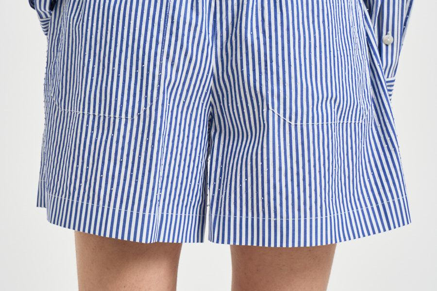 Shorts donna a righe blu e strass D210604 CASHINE883 P.a.r.o.s.h. 