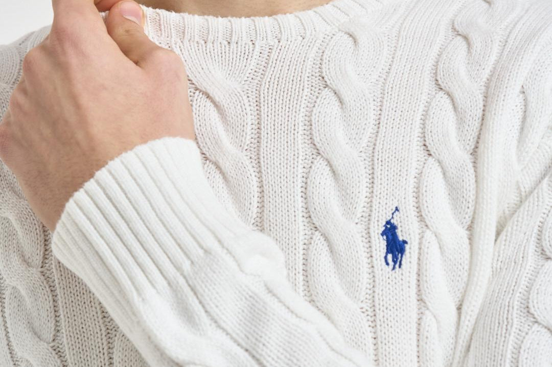 Maglia uomo a trecce bianca 710775885 033 RALPH LAUREN 