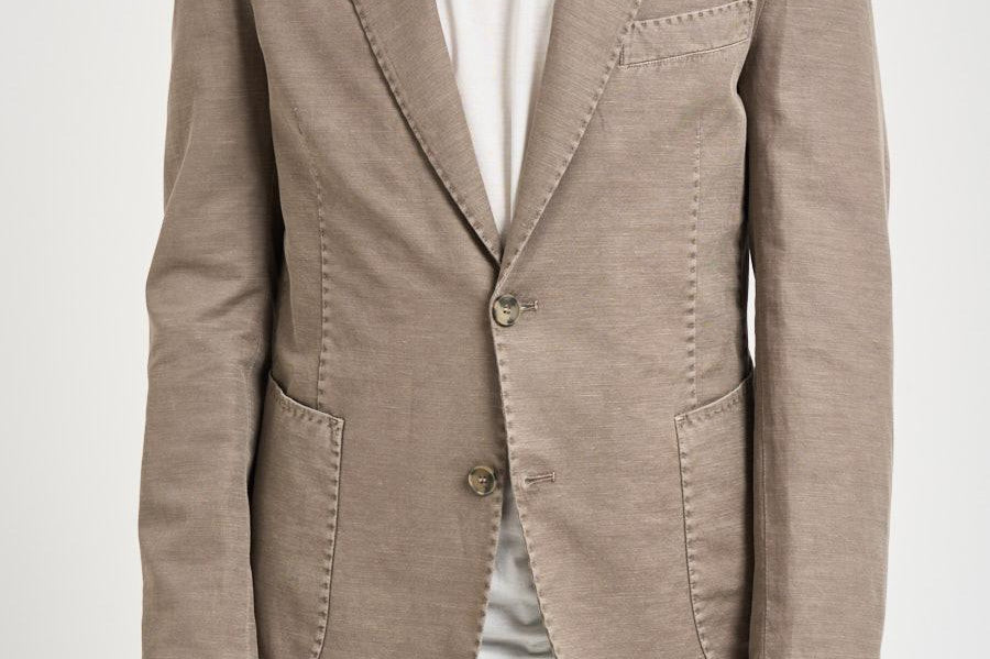 Giacca uomo in misto cotone e lino tortora SERENIOLD R7002FANGO ACCADEMIE TESSILI 