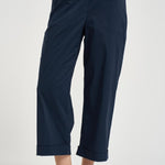 Pantalone donna in popeline blu notte L6SK86 N08 LIVIANA CONTI 