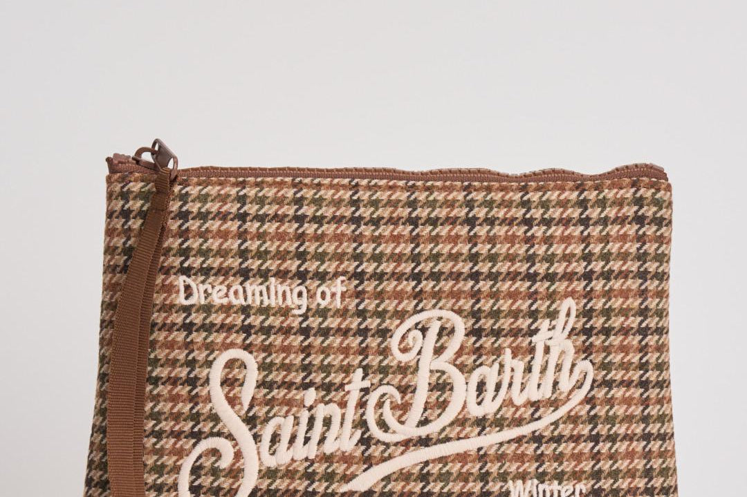 Pochette donna Parisienne Wool Pied de Poule verde ALINE WLPPOULE51 MC2 SAINT BARTH 