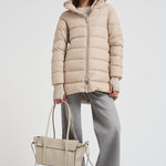 Piumino donna in nylon midi beige PI0660D 1985 HERNO 