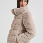 Piumino donna in eco pelliccia beige PI001935D 1985 HERNO 