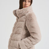Piumino donna in eco pelliccia beige PI001935D 1985 HERNO 