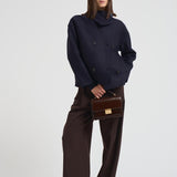 Cappotto donna corto doppiopetto blu AG2484 MLK358 HARRIS WHARF LONDON 