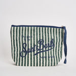 Pochette donna Aline in lino a righe verde ALINE 07803 MC2 SAINT BARTH 