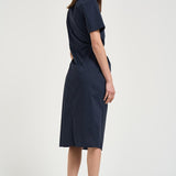 Abito donna midi drappeggiato blu notte L6SK30 N08 LIVIANA CONTI 
