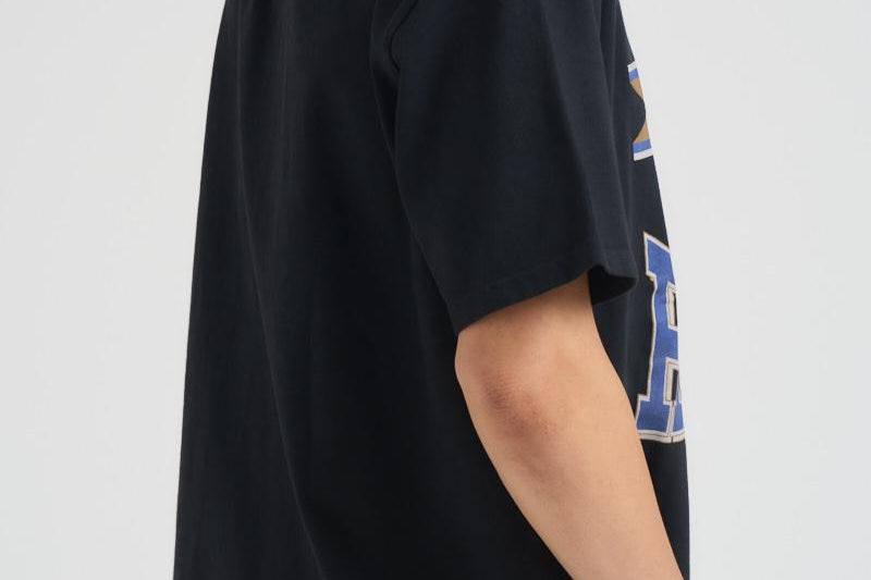 T-shirt uomo girocollo nera con stampa blu TT06012 VINTAGEBLACK0027 RHUDE 