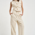 Gilet donna corto avorio D410047G RAISA26003 P.a.r.o.s.h. 