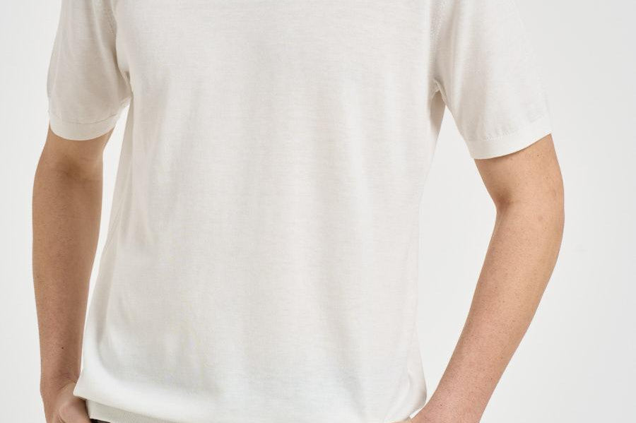 T-shirt uomo girocollo in maglia bianca 300421 25 KANGRA 