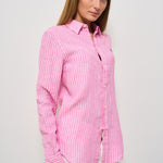 Camicia donna in lino gessata rosa 211970691 001 RALPH LAUREN 