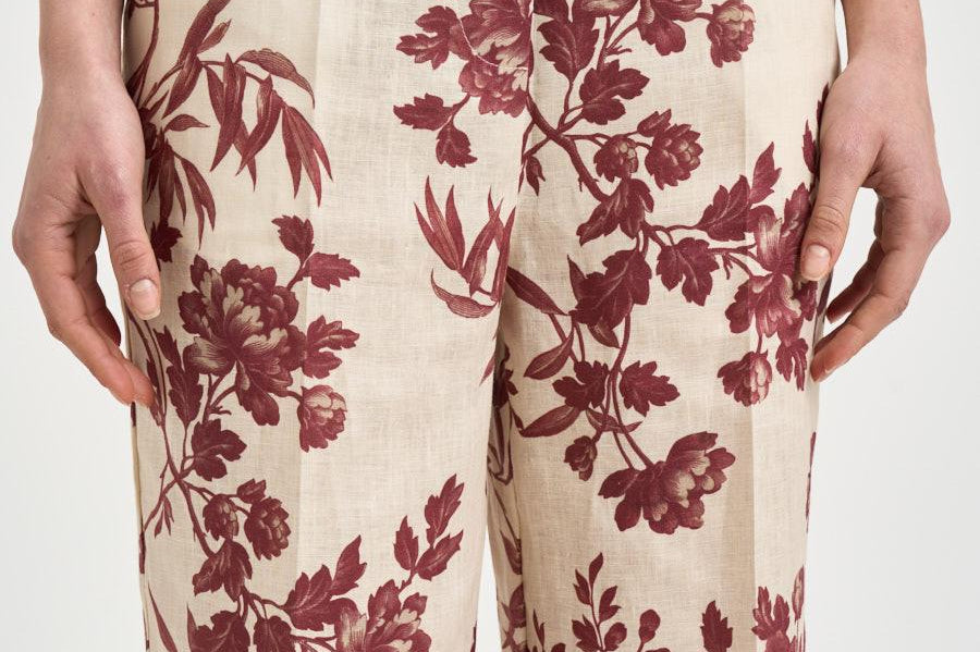 Pantalone donna stampa floreale panna S6SS66 FLW65 SEMICOUTURE 