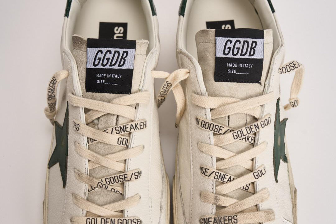 Sneakers uomo Super-star bianca e verde GMF00101 F00811310502 GOLDEN GOOSE 