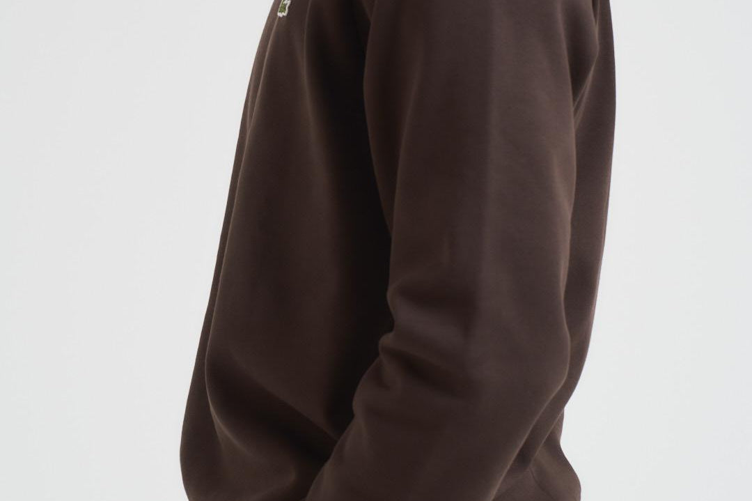 Felpa uomo girocollo in pile marrone SH9608 SKB LACOSTE 