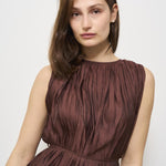 Abito donna lungo plissè bordeaux B57034 B578 ROBERTO COLLINA 