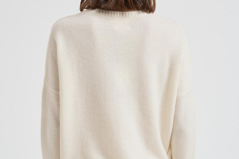 Maglione donna girocollo in cashmere panna AMELIE 755BLACN KUJTEN 