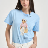 T-shirt donna girocollo Bear celeste 211A12734 001 RALPH LAUREN 