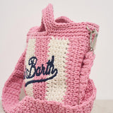 Borsa donna crochet a righe rosa CROCHETBAGMINI 01527H MC2 SAINT BARTH 