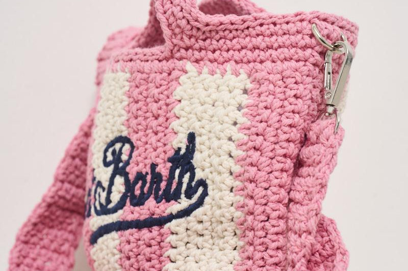 Borsa donna crochet a righe rosa CROCHETBAGMINI 01527H MC2 SAINT BARTH 