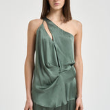 Top monospalla Carmita donna verde salvia Y6SM03 S29 SEMICOUTURE 