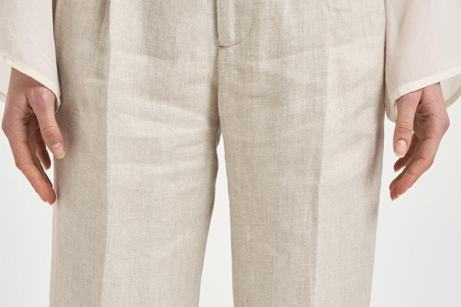 Pantalone donna con pinces panna SIMONA VT1502LT BEIGE BERWICH 